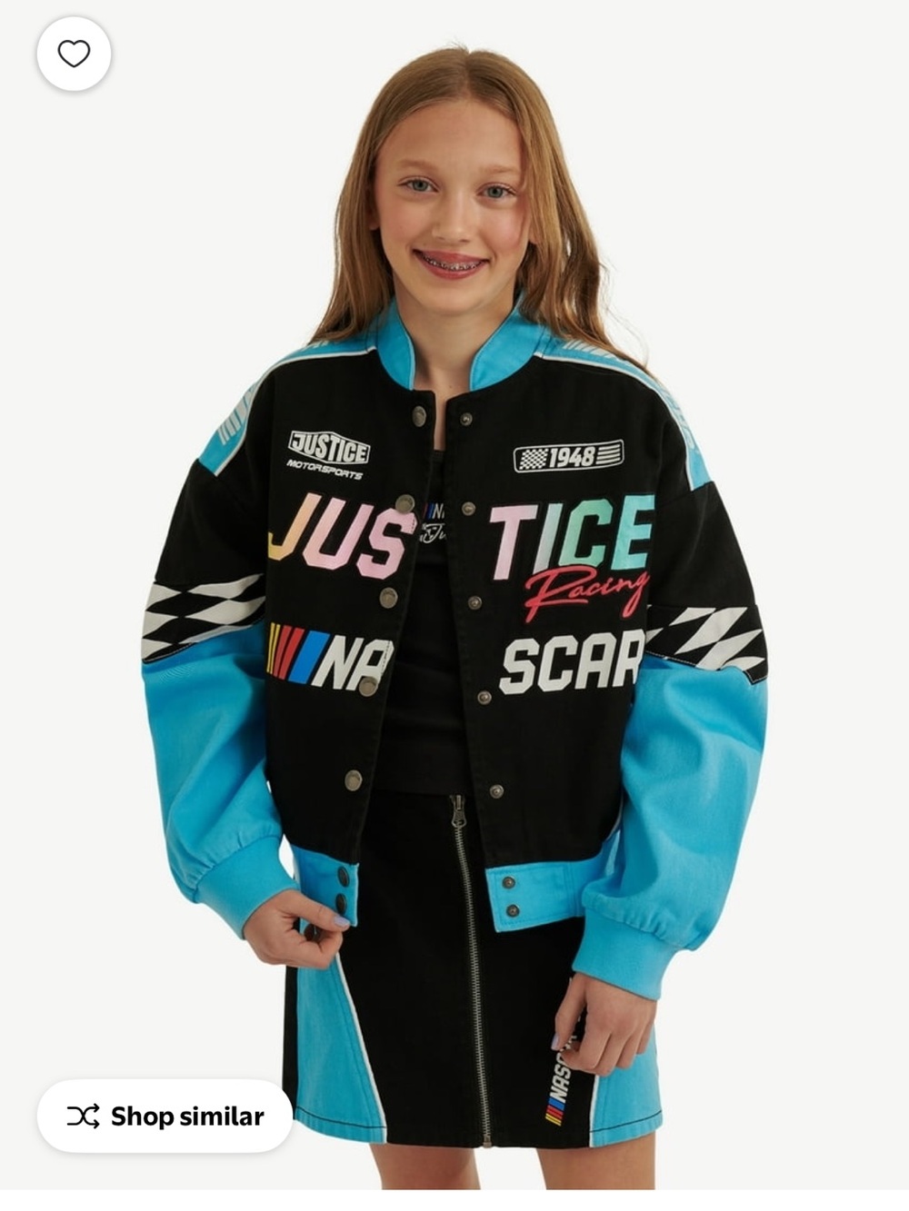 Justice/NASCAR Racing Varsity Jacket and Skirt Set